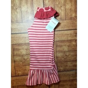 NWT PERSNICKETY Brick Red and Coral Cotton Polka Dot Striped Ruffled Pant 4 year